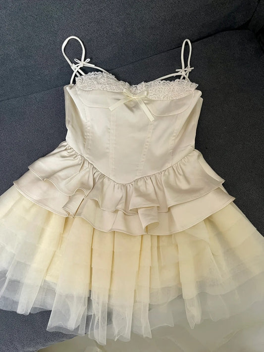 Robe de soirée courte plissée à bretelles spaghetti, tenue de soirée d'anniversaire, robe de cocktail D3339