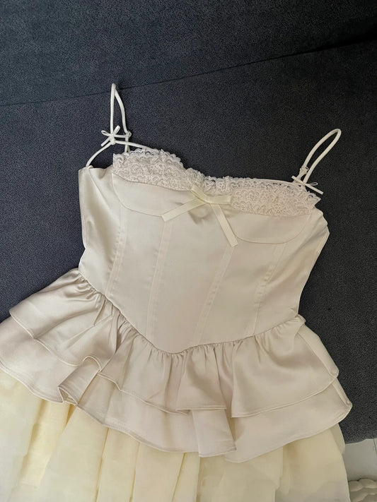 Robe de soirée courte plissée à bretelles spaghetti, tenue de soirée d'anniversaire, robe de cocktail D3339