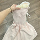 Beauty Homecoming Dress Strapless Pleated Short Prom Dress Back to School Outfits Birthday Party Dress  D4986