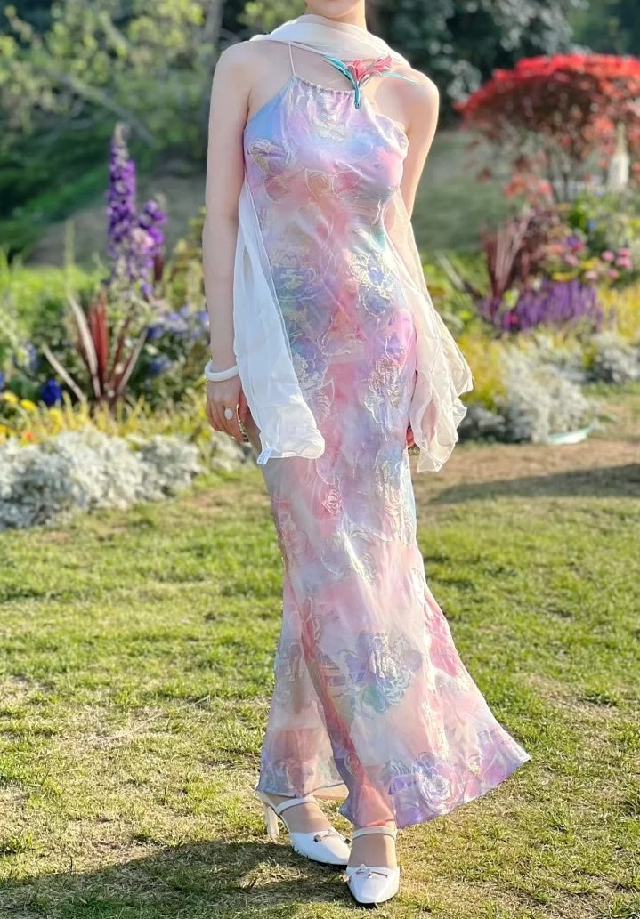 New Arrival Prom Dress Spaghetti Straps Print Evening Dress Long Cocktail Outfits Gala Gown      D4998