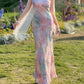 New Arrival Prom Dress Spaghetti Straps Print Evening Dress Long Cocktail Outfits Gala Gown      D4998