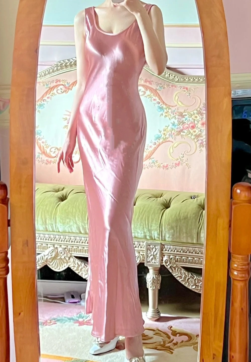 Beauty Prom Dress Pink Satin Crew Neck Evening Dress Long Cocktail Outfits Gala Gown      D4999