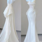 White Strapless Satin Mermaid Long Wedding Dress Birthday Outfits MD7507