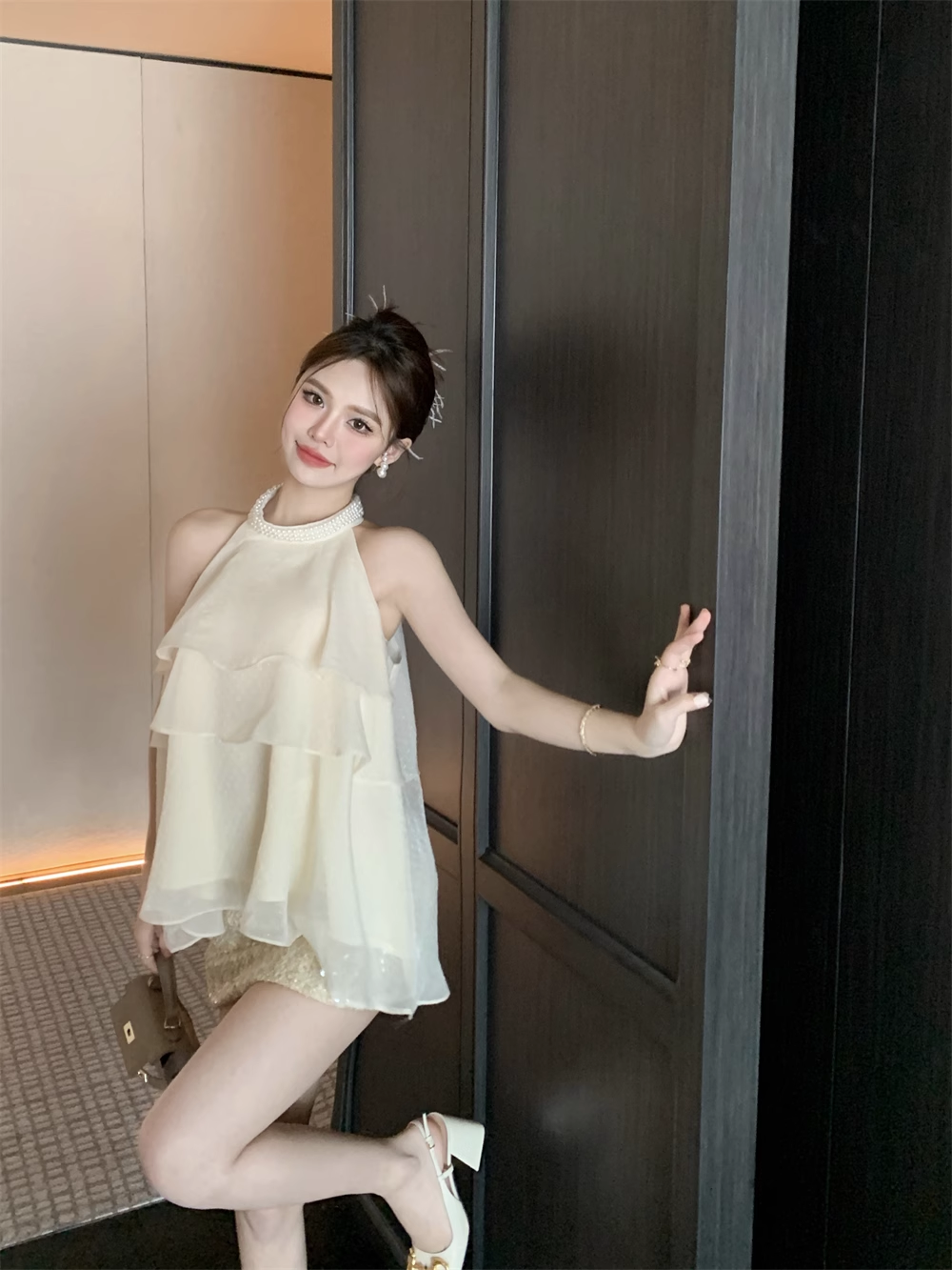 Simple Fashion Beige Beading Design A-line Party Dress Homecoming Dress, D1397