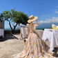 New Fashion Floral V-neck Design Elegant Beach Holiday A-line Sleeveless Halter Dress Summer Dress, D1723