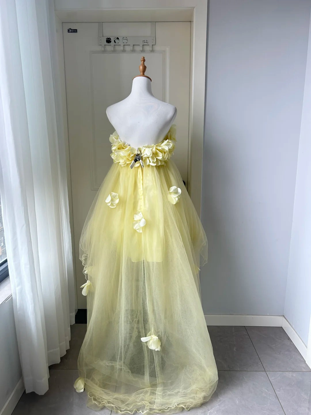 New Homecoming Dress Strapless Tulle Flower Hi-Lo Back to School Outfits Party Dress  D6487