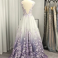 Charming V Neck Backless A-Line Flowers Appliques Formal Party Dress MD7189