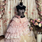Pink Strapless A-Line Lace Tiered Princess Ball Gowns Formal Evening Gowns, D1117