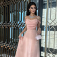 Pink Off Shoulder A-Line Long Party Dress Wedding Guest Dress MD7551