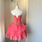 Stunning Homecoming Dress Strapless Apllique Cascade Flower Back to School Outfits Party Dress  D6482