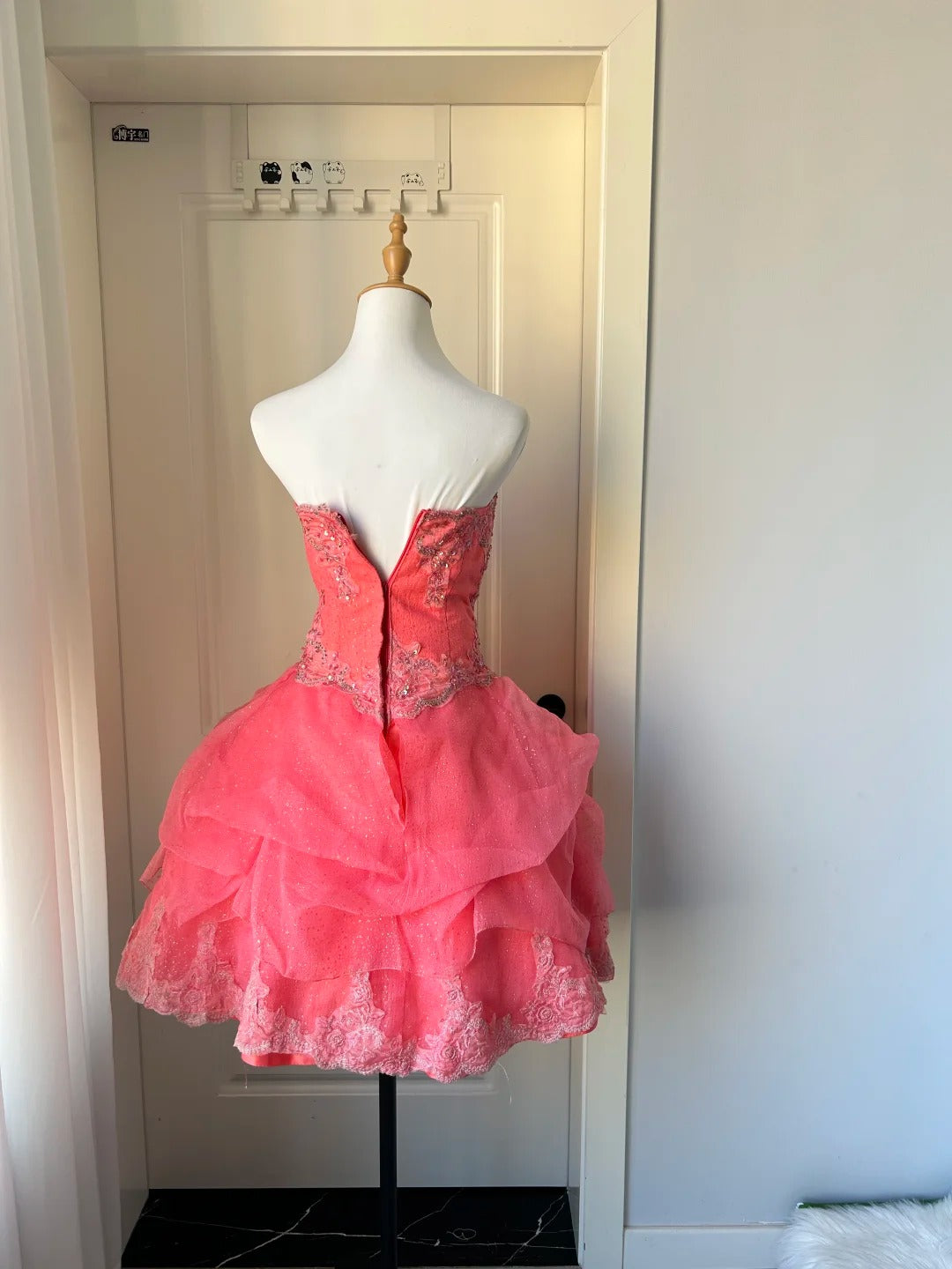 Stunning Homecoming Dress Strapless Apllique Cascade Flower Back to School Outfits Party Dress  D6482