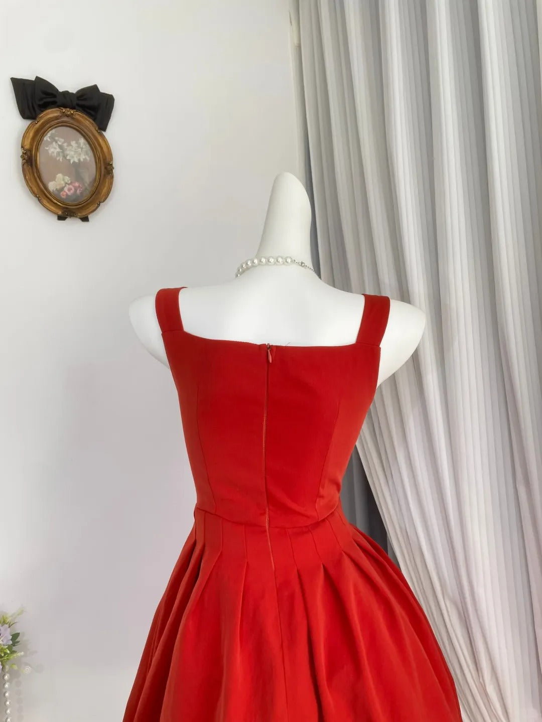 New Homecoming Dress V Neck Pleated Back to School Outfits Party Dress D6948