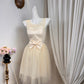 New Homecoming Dress Sheer Sharp Tulle Bowknot Rinestone Back to School Outfits Party Dress D6912