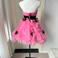 Pretty Homecoming Dress Strapless Flower Tulle Cascade Back to School Outfits Party Dress  D6479