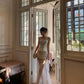 Elegant Ivory Strapless Lace Applique Dress Sheath Tulle Dress M012
