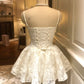 New Homecoming Dress Spaghetti Strap Flower Lace Dress Back to School Outfits Party Dress  D6399