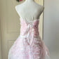 New Homecoming Dress Strapless Cascade Back to School Outfits Party Dress  D6473