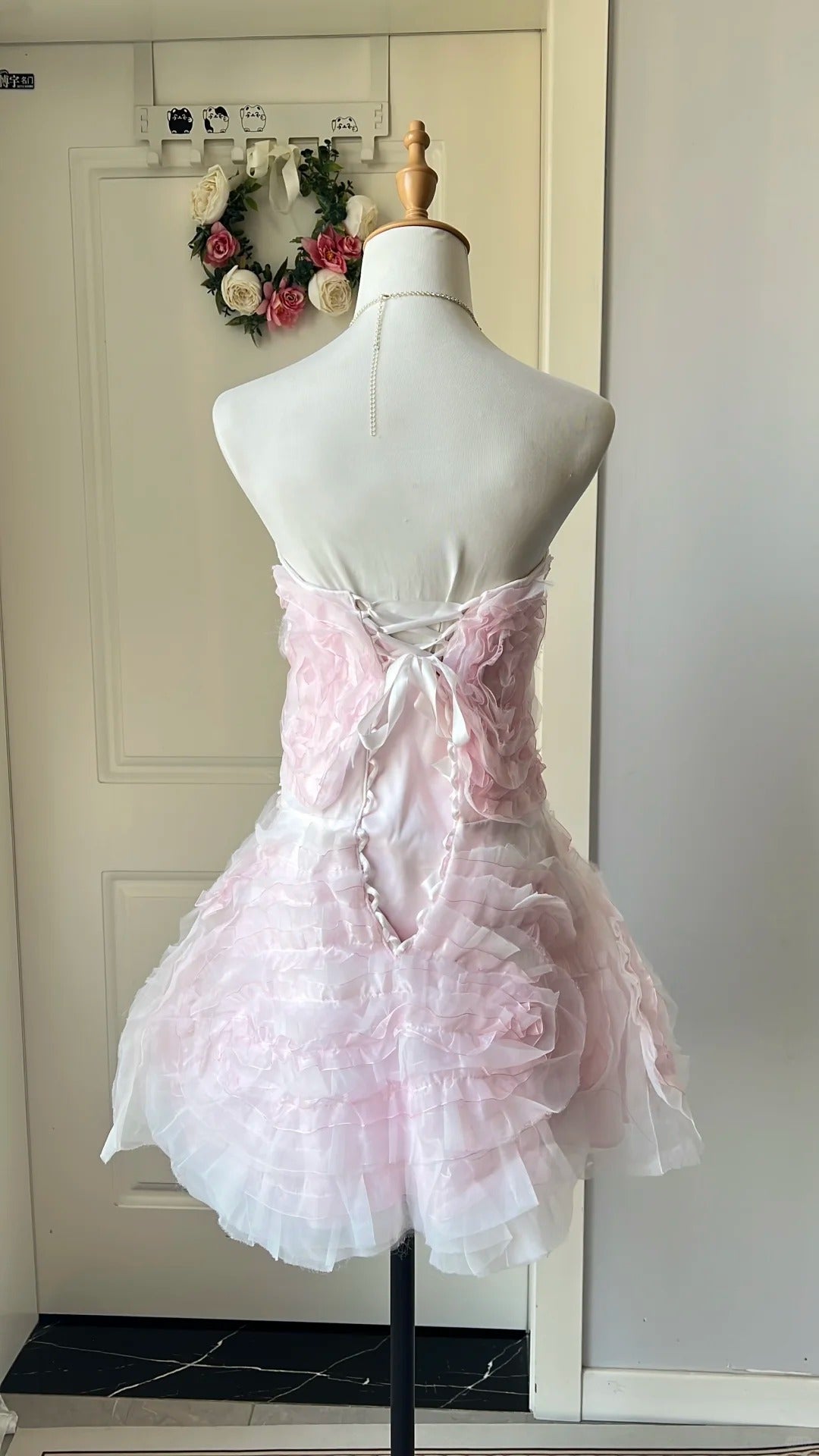 New Homecoming Dress Strapless Cascade Back to School Outfits Party Dress  D6473