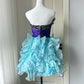 Stunning Homecoming Dress Strapless Pleated Cascade Flower Back to School Outfits Party Dress  D6483