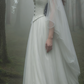 White Off Shoulder A-Line Chiffon Retro Long Prom Dress, D18