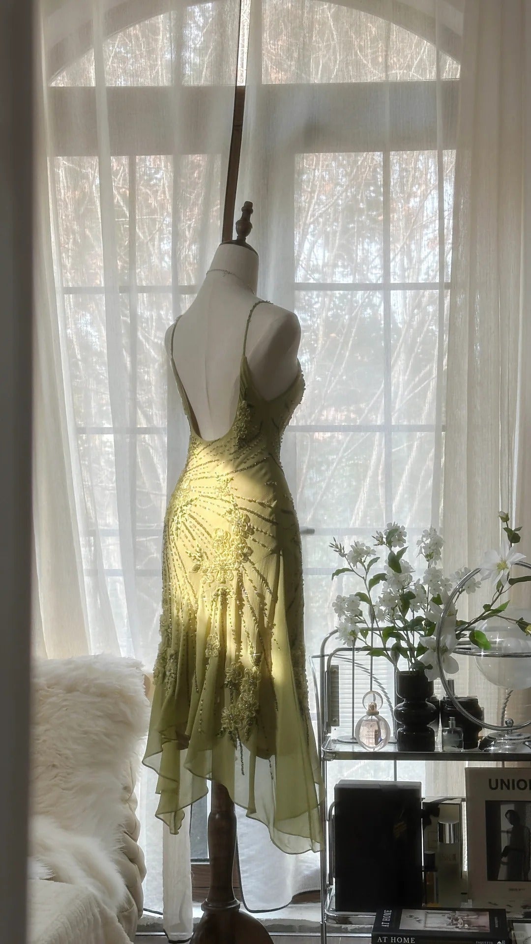 Pretty Homecoming Dress V Neck Beaded Backless Dress Back to School Outfits Party Dress  D6426