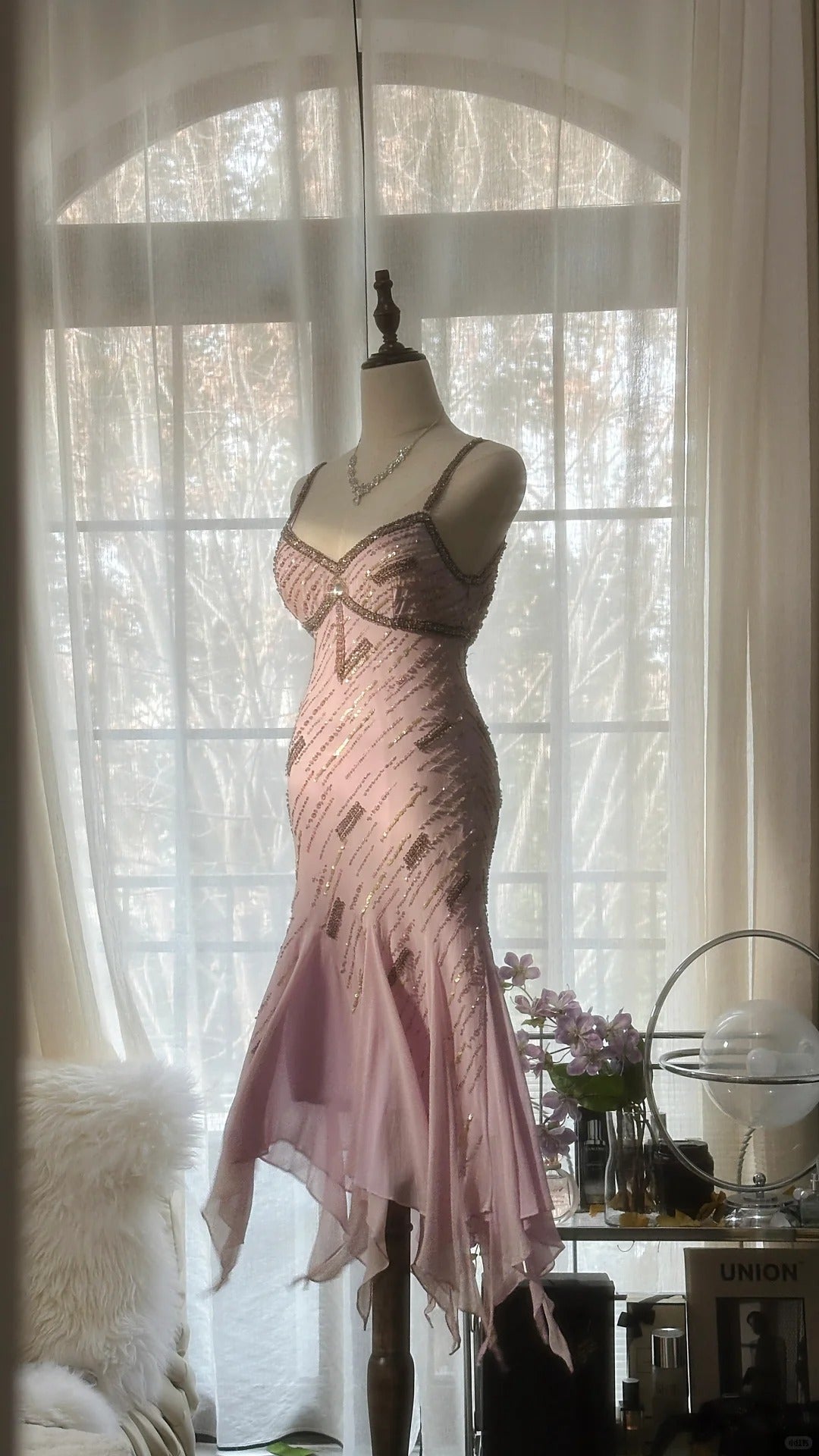 Pretty Homecoming Dress Spaghetti Strap Beading Dress Back to School Outfits Party Dress  D6427
