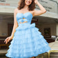 Unique Homecoming Dress Sweetheart Flower Tulle Cascade Back to School Outfits Party Dress D7770