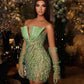 Chic Homecoming Dress V Neck Pleated Beading Back to School Outfits Party Dress  D7409