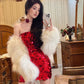 Shiny Homecoming Dress Strapless Sequins Hugging Back to School Outfits Party Dress D7129