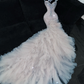 Shiny Beaded White Sweetheart Tulle Sequin Design Elegant Mermaid Floor-length Wedding Dress D1662