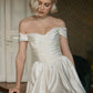Elegant Wedding Dress White Off the Shoulder Pleated Hi-Lo Wedding Dress Prom Dress D7230