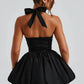 Beauty Homecoming Dress Halter Bowknot Pleated Back to School Outfits Party Dress D7106