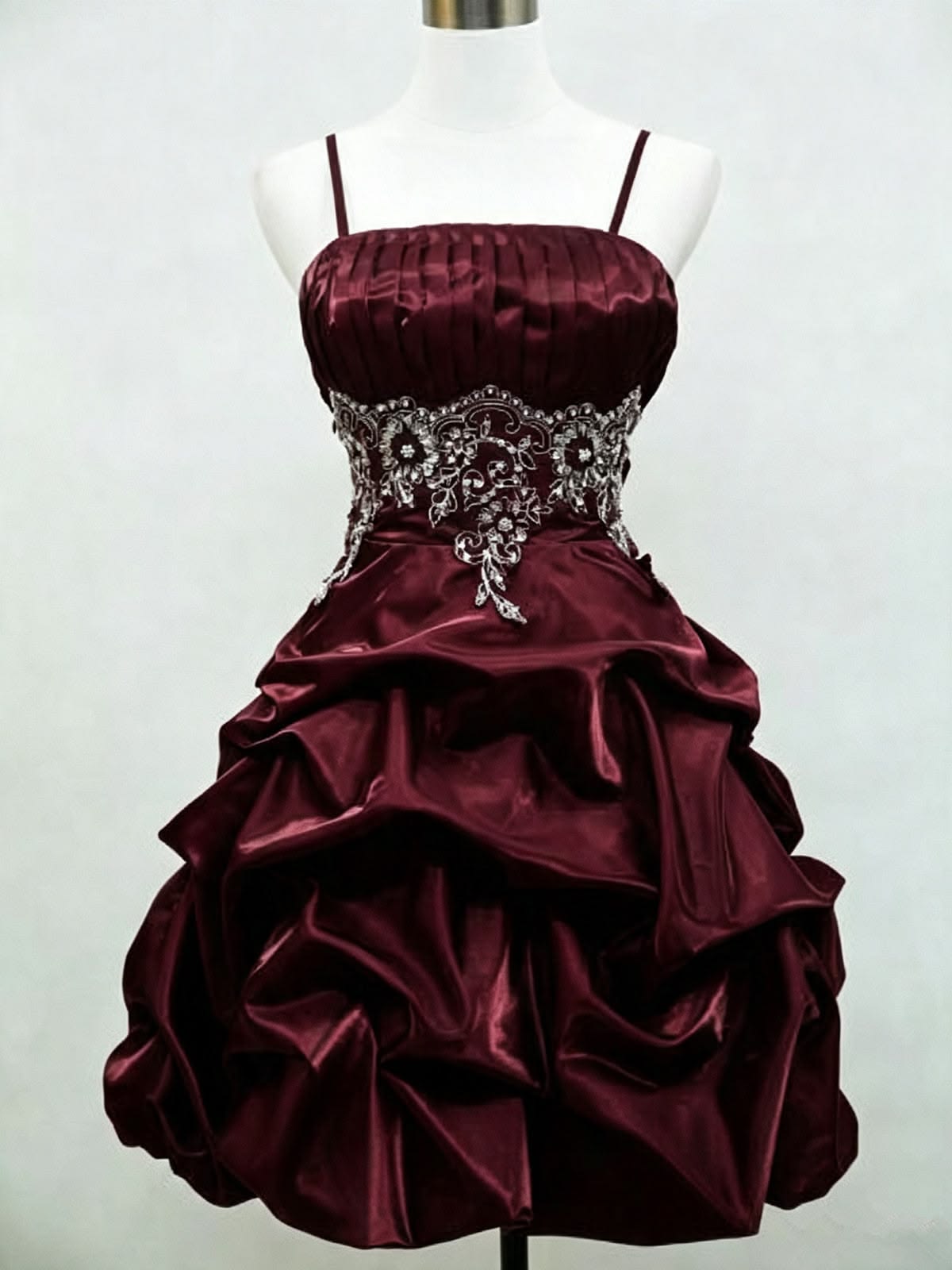 Spaghetti Straps Burgundy Retro Homecoming Dress Short Birthday Dress D7969