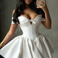 Charming Homecoming Dress Off the Shoulder Pleated Tulle Bowknot Back to School Outfits Party Dress  D7325