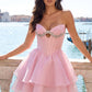 Unique Homecoming Dress Sweetheart Rinestone Tulle Cascade Back to School Outfits Party Dress D7823