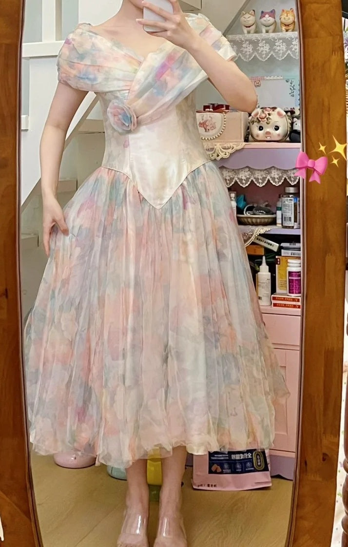 Colorful Prom Dress V-neck Pleated Evening Dress Long Cocktail Outfits Gala Gown      D5000