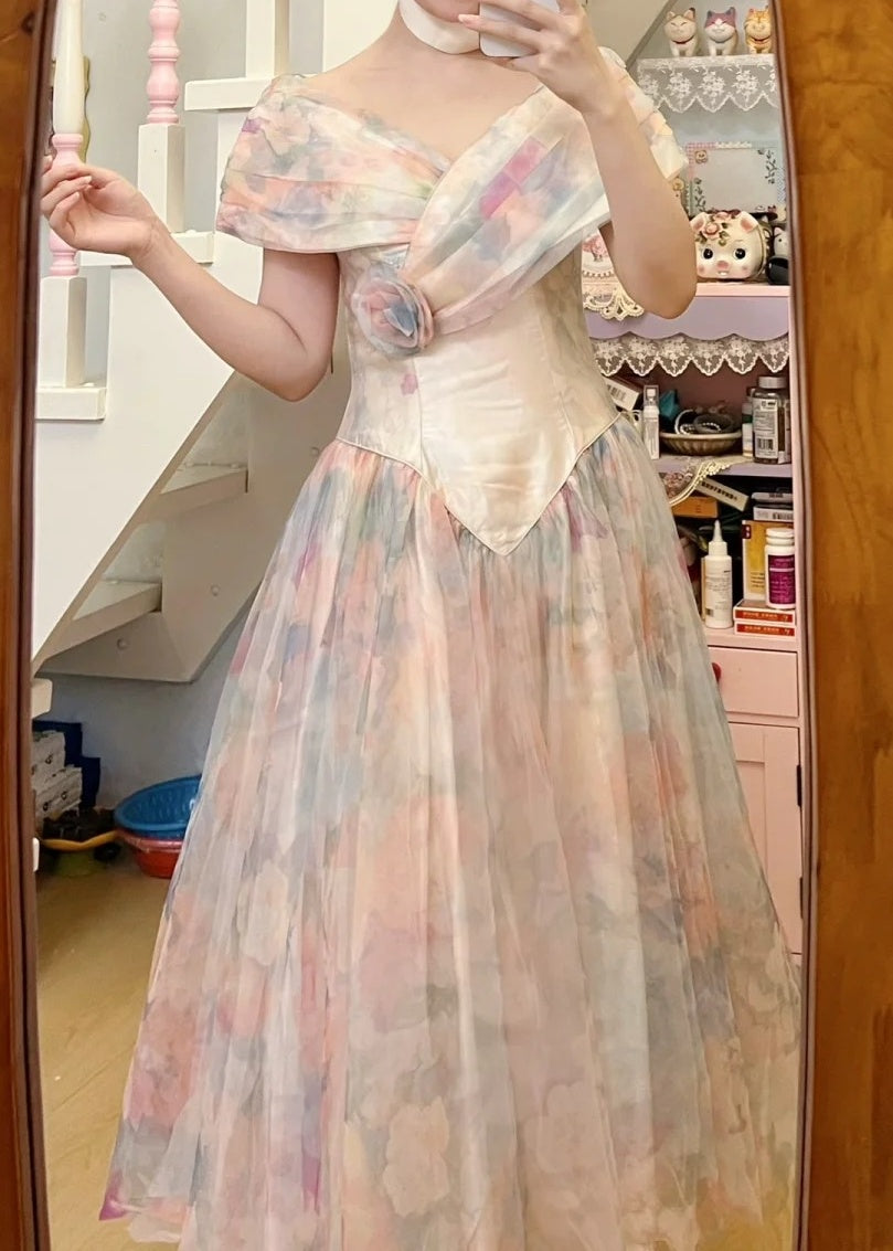 Colorful Prom Dress V-neck Pleated Evening Dress Long Cocktail Outfits Gala Gown      D5000