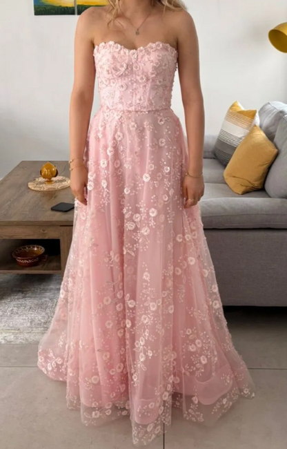Gorgeous Prom Dress Light Pink Sweetheart Pleated Evening Dress Long Cocktail Outfits Gala Gown     D5005