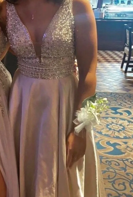 Gorgeous Prom Dress V-neck Beading Slit Evening Dress Long Cocktail Outfits Gala Gown     D5006