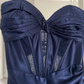 Elegant Prom Dress Navy Blue Sweetheart Pleated Long Evening Dress Party Outfits Gala Gown     D5010
