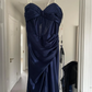 Elegant Prom Dress Navy Blue Sweetheart Pleated Long Evening Dress Party Outfits Gala Gown     D5010