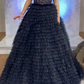 Elegant Prom Dress Black Sweetheart Pleated Tulle Long Gala Gown Evening Dress Party Outfits      D5011