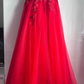 Beauty Prom Dress Red Sweetheart Pleated Tulle Long Gala Gown Evening Dress Party Outfits      D5012