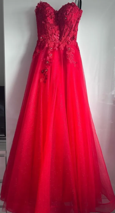 Beauty Prom Dress Red Sweetheart Pleated Tulle Long Gala Gown Evening Dress Party Outfits      D5012