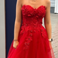 Beauty Prom Dress Red Sweetheart Pleated Tulle Long Gala Gown Evening Dress Party Outfits      D5012