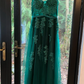 Stunning Prom Dress Dark Green V-neck Pleated Tulle Long Gala Gown Evening Dress Party Outfits      D5013