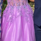 Morden Prom Dress A Line Purple Spaghetti Straps Pleated Tulle Long Gala Gown Evening Dress Party Outfits      D5016