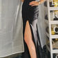 Sexy Prom Dress Black Spaghetti Straps Slit Long Gala Gown Evening Dress Party Outfits      D5018