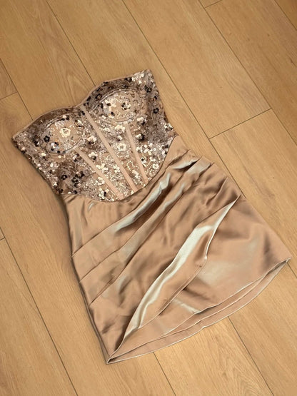 Robe de soirée courte plissée à bretelles spaghetti, tenue de soirée d'anniversaire, robe de cocktail D3339