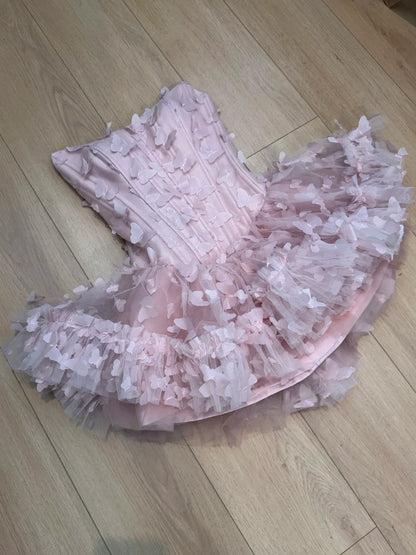 Robe de soirée courte plissée à bretelles spaghetti, tenue de soirée d'anniversaire, robe de cocktail D3339